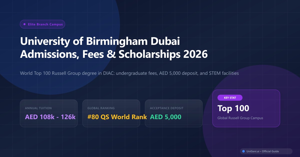 University of Birmingham Dubai: Admissions and Fees 2026